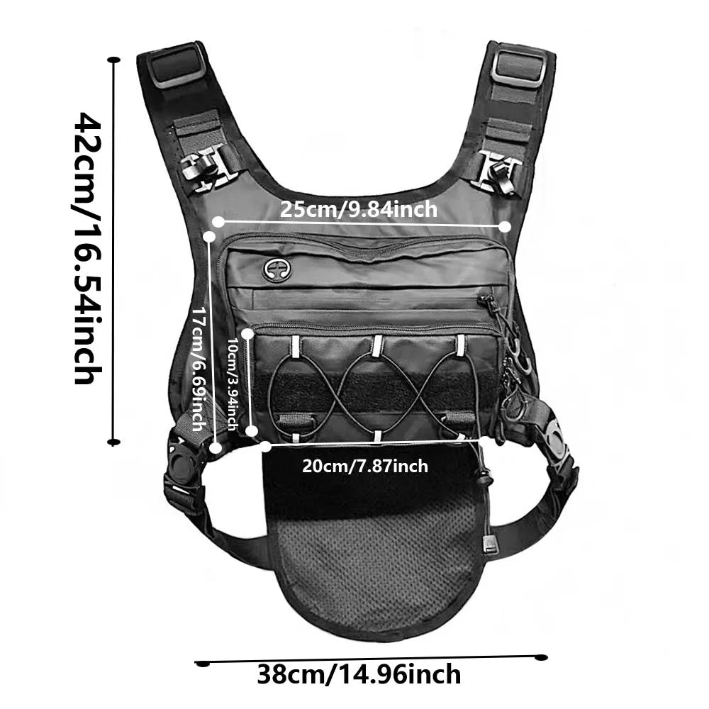 Outdoor tactical chest bag, multi-functional vest, multi-pocket sport cycling backpack, water bag, running vest Saco peito homem