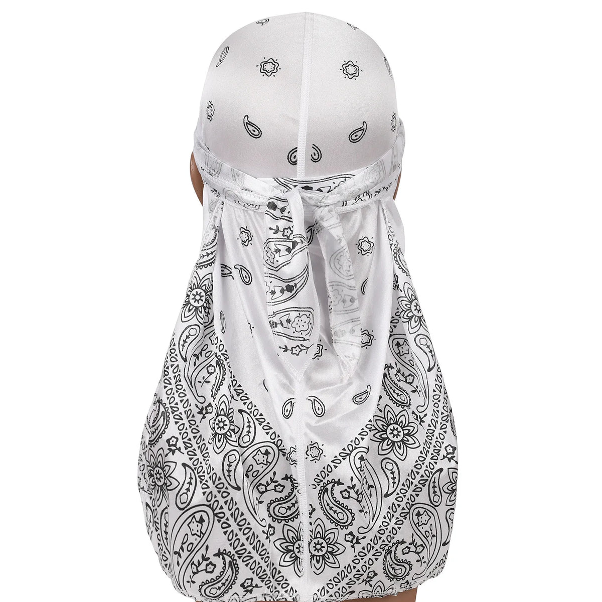 Satin Floral Printed Headband Scarves for Women Hair Accessories Mens Doo Rag Durag Long Tail Cap Bandana Turban Unisex Headwear