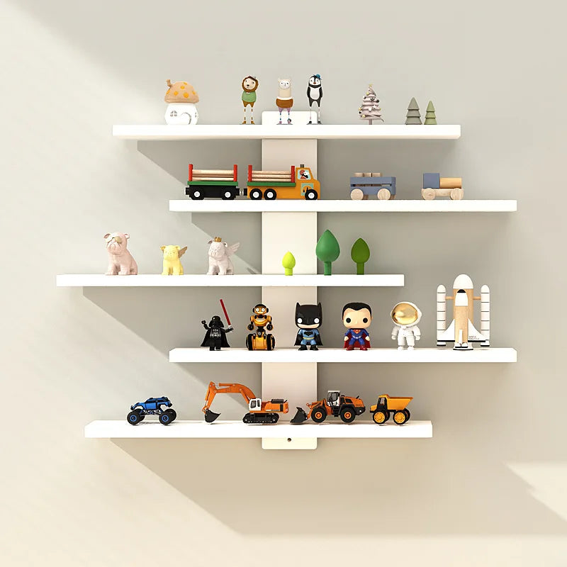 Adjustable Wall-mounted Display Stand for Action Dolls, Small Building Blocks and Collectibles - Modern Indoor Storage Shelf