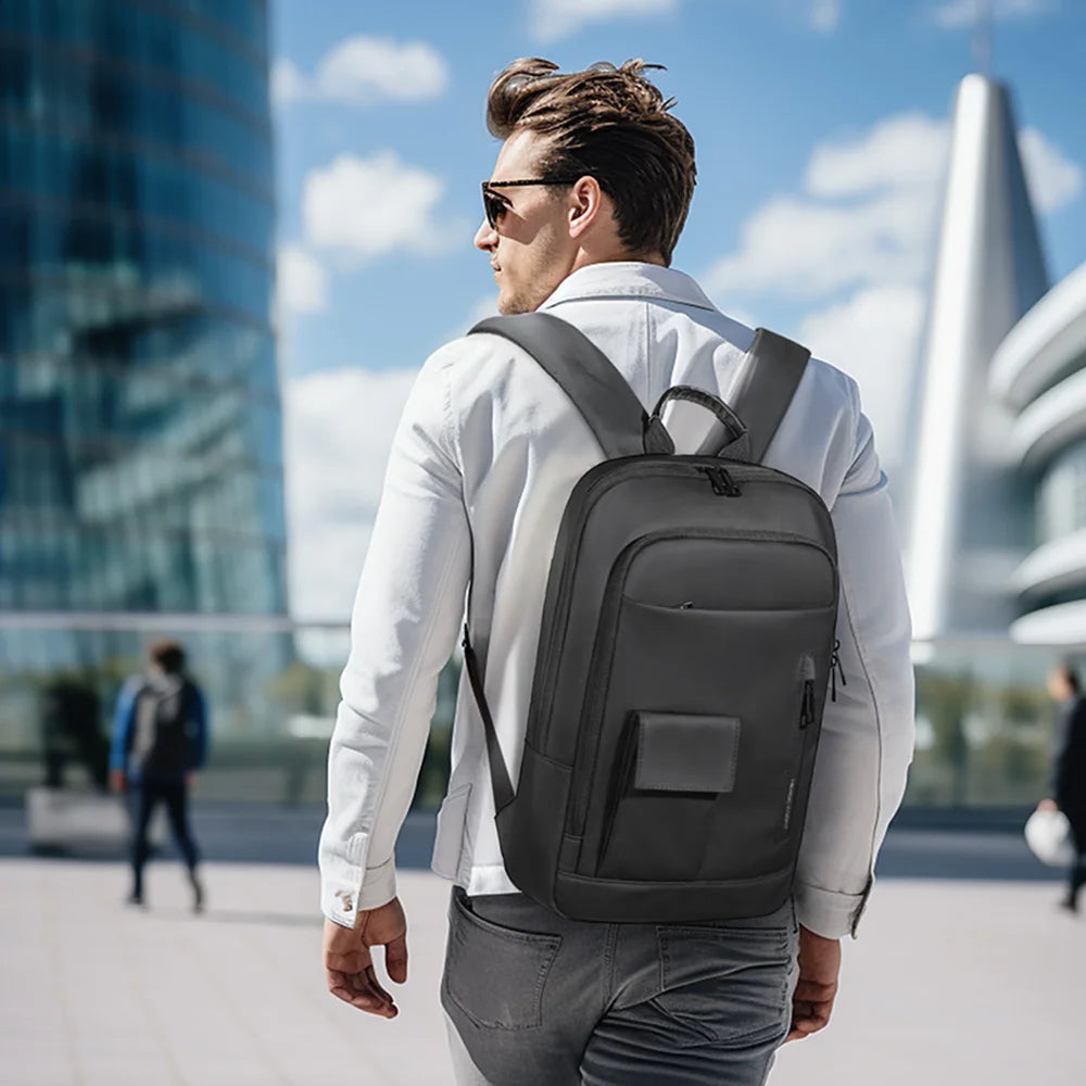 Heroic Knight Slim Backpack for Men Multifunction Work Backpack for 15.6' Laptop Bag Waterproof Business Bag College Bag Male