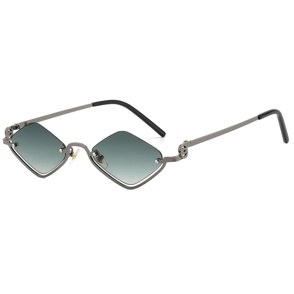 Fashion Small Polygonal Sunglasses Women Luxury Brand Metal Half Frame Sun Glasses Ladies Hipster Sexy Cat Eye Shades Vintage