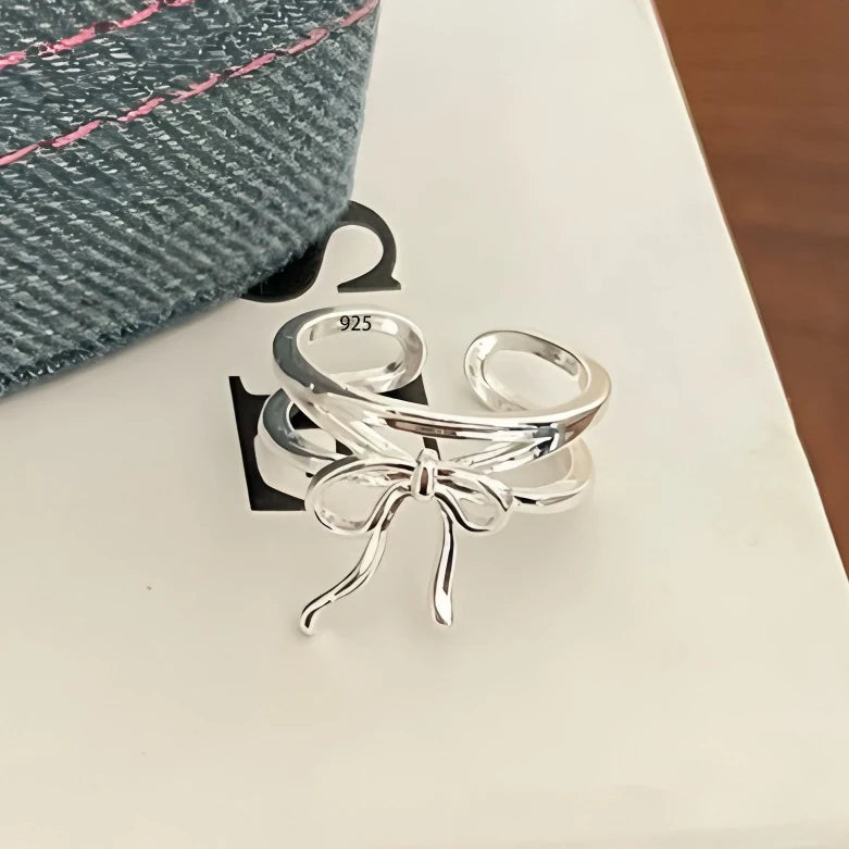 Sam Panda 925 Sterling Silver Rings For Women Men Fine Jewelry Finger Adjustable Open Wing Shape Ring For Party Birthday Gift