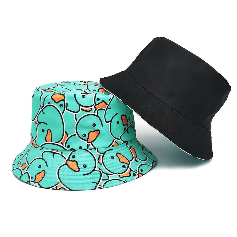 Duck Print Panama Summer Sunscreen Sun Hat Women Men Suitable for Daily Wear Bucket Hats Travel Fashion Decorate Fisherman Hats