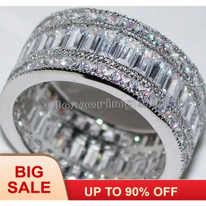 Luxury Lab Diamond Engagement Ring 14K White Gold Wedding Band Rings for Women Men Jewelry