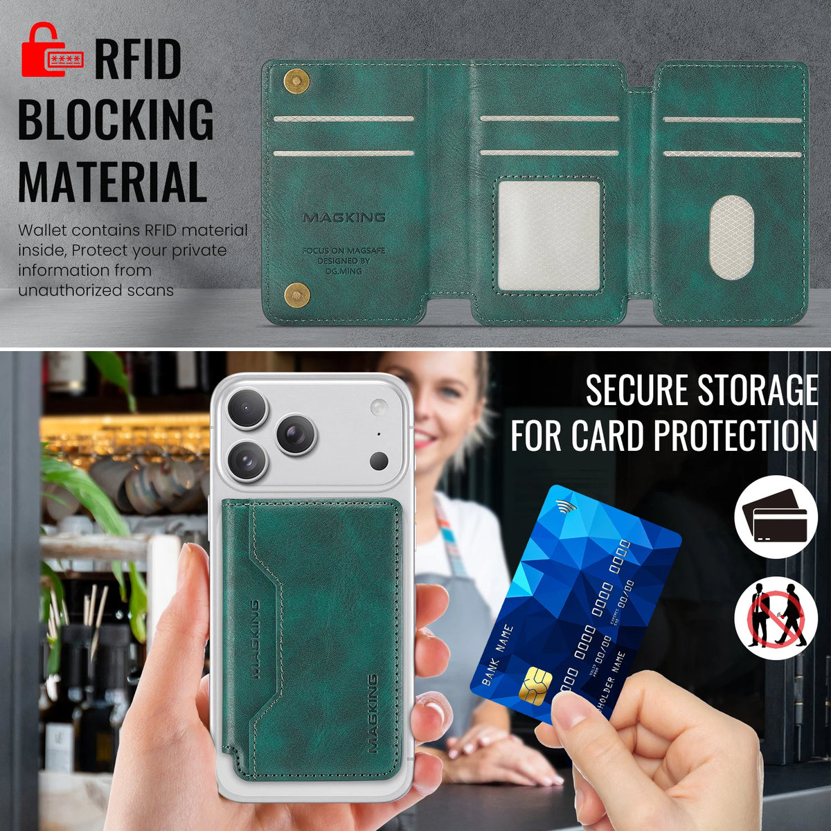 MagSafe Wallet RFID Blocking Magnetic Card Holder