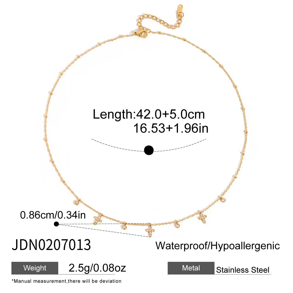 Uworld Simple Classic 18K Gold Color Plated Stainless Steel White Water Rhinestone Lightning Pendant Necklace Stackable Chain Ne