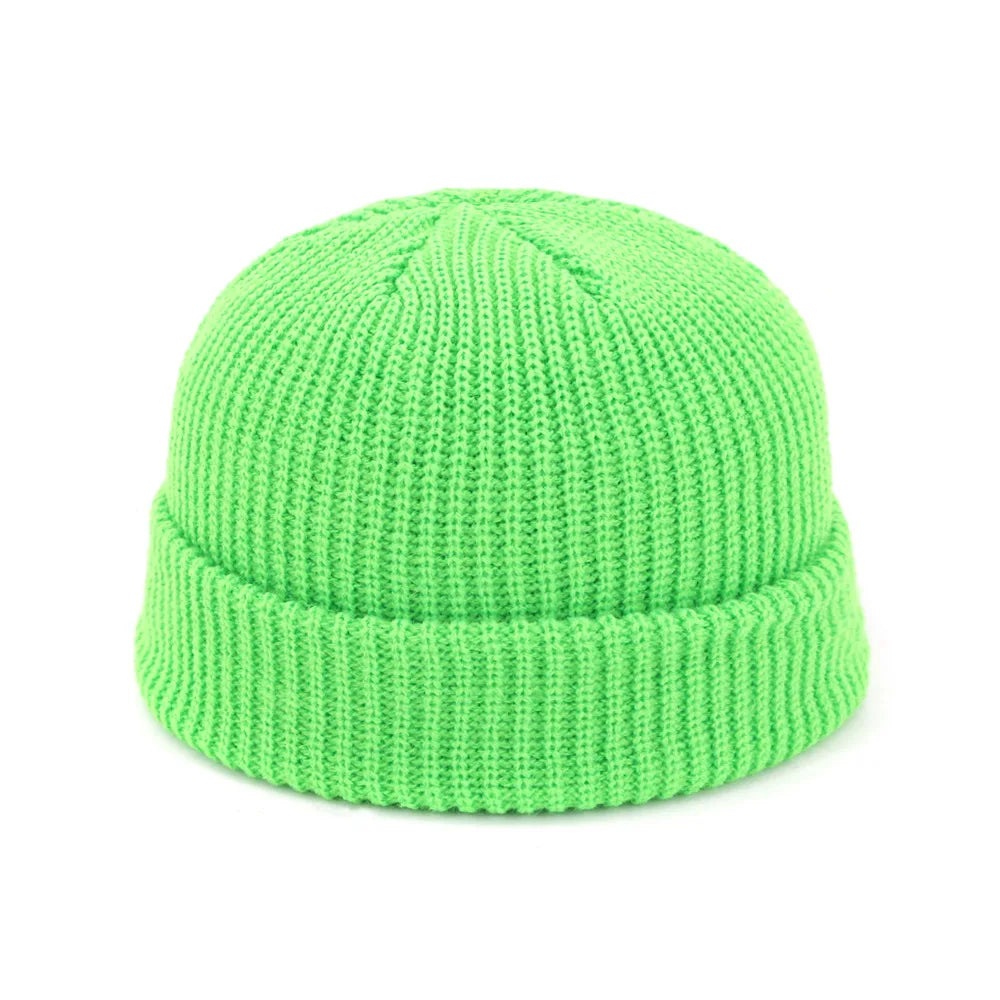 Beanie Knit Hats Fashion Men Boy Skullcap Sailor Caps Cuffs Retro Navy Short Hat Solid Color Unisex Winter Warm Cap Roll-up Edge
