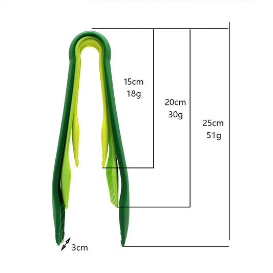 JCD green plastic non-slip food tongs with loop handle, tips down