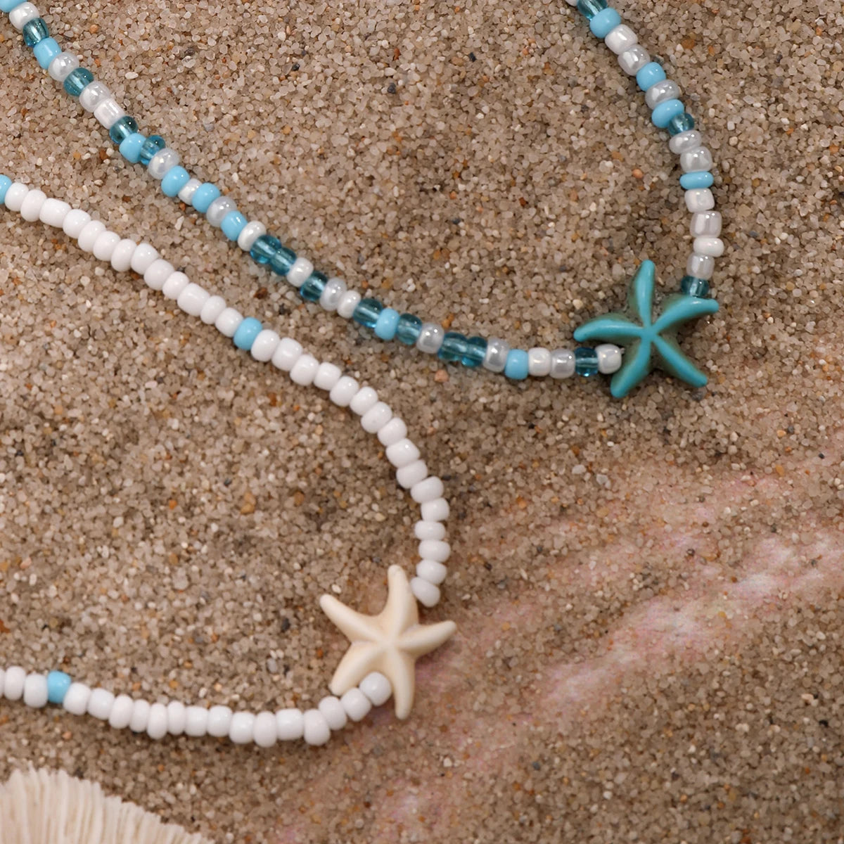 Layered Small Seed Beads Chains with Starfish Turtle Choker Necklace for Women Trendy Collar on Neck 2023 Fashion Jewelry Female