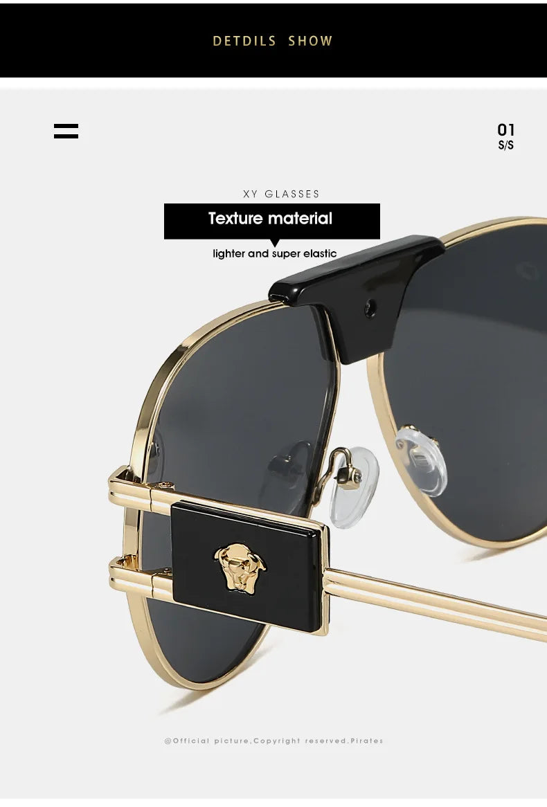 Classic Aviation Sunglasses Women Brand Designer Cattle Head Decoration Brand Designer Pilot Sun Glasses UV400