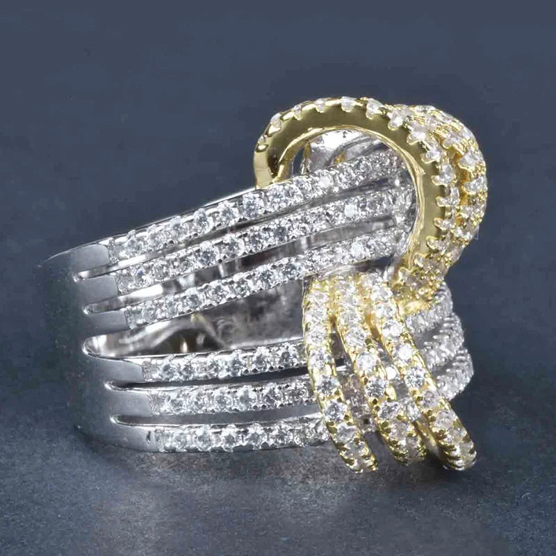 CAOSHI Luxury Cubic Zirconia Gold Color/Silver Color Ring Finger Newly Designed Wedding Accessories for Women Statement Jewelry