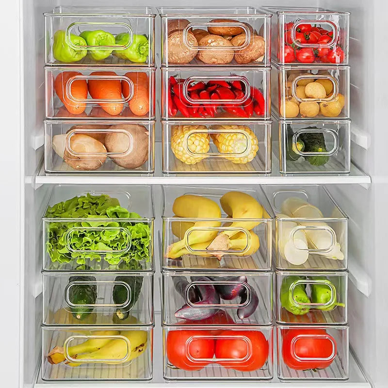 3Pc Transparent Refrigerator Storage Box Fresh Food Container Portable Egg Fruit Vegetable Organizer Kitchen Food Drinks Storage