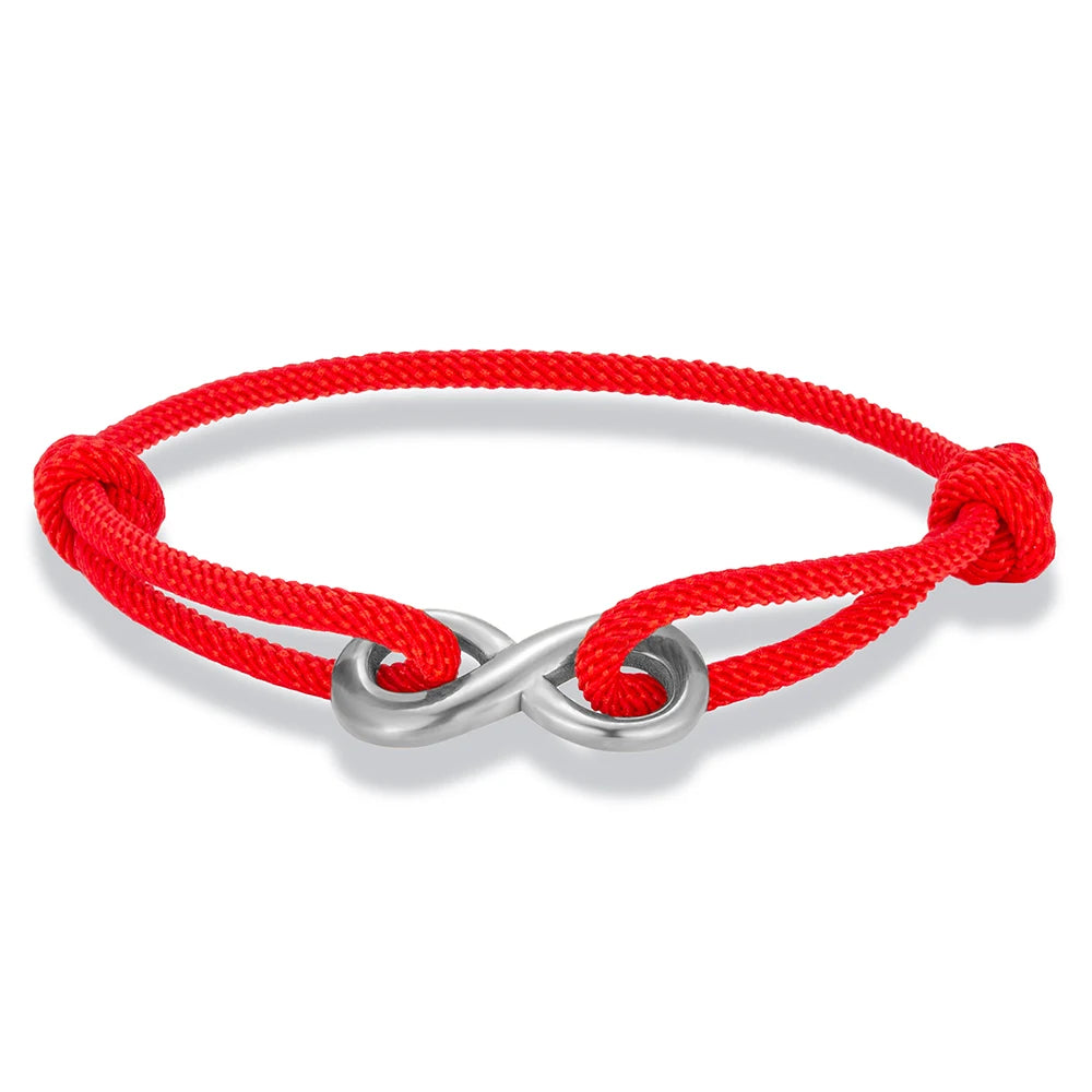 MKENDN Minimalist Stainless Steel Infinity Bracelet for Men Women Adjustable Rope Bracelet Couple Friendship Jewelry Gifts