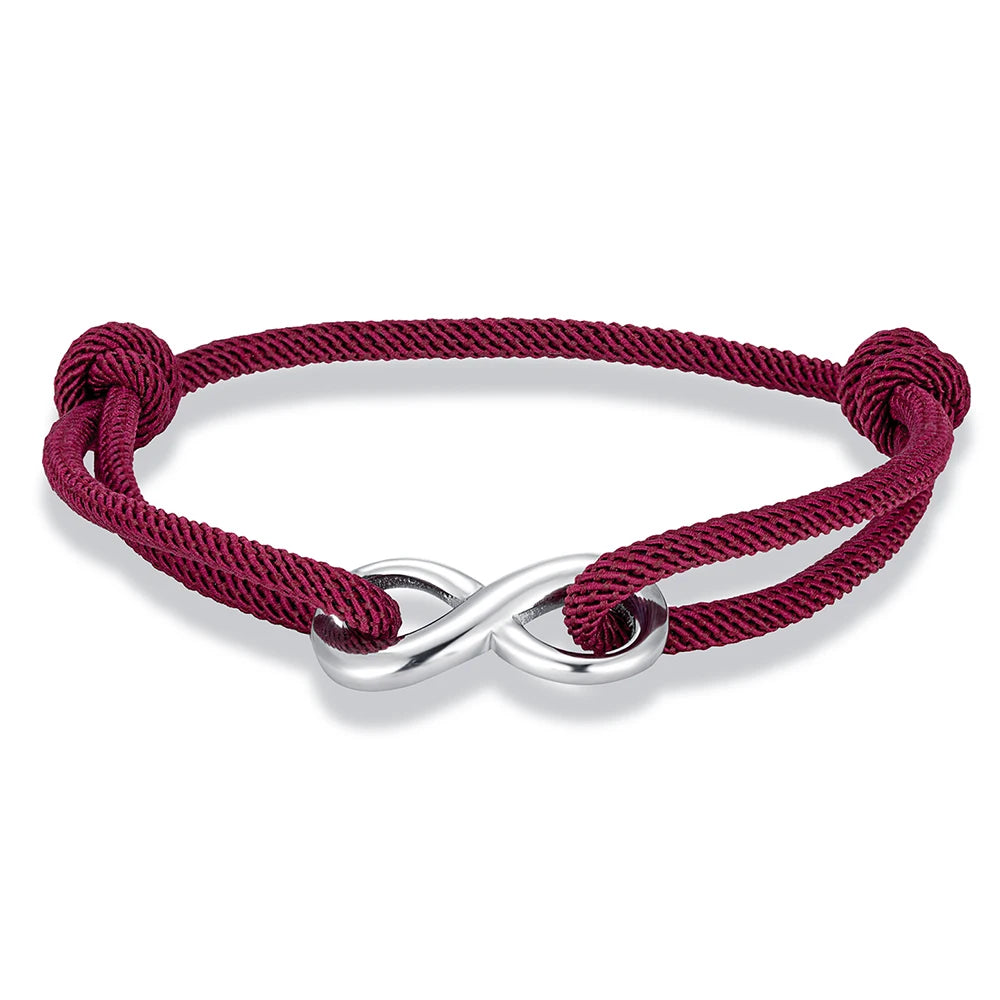 MKENDN Minimalist Stainless Steel Infinity Bracelet for Men Women Adjustable Rope Bracelet Couple Friendship Jewelry Gifts