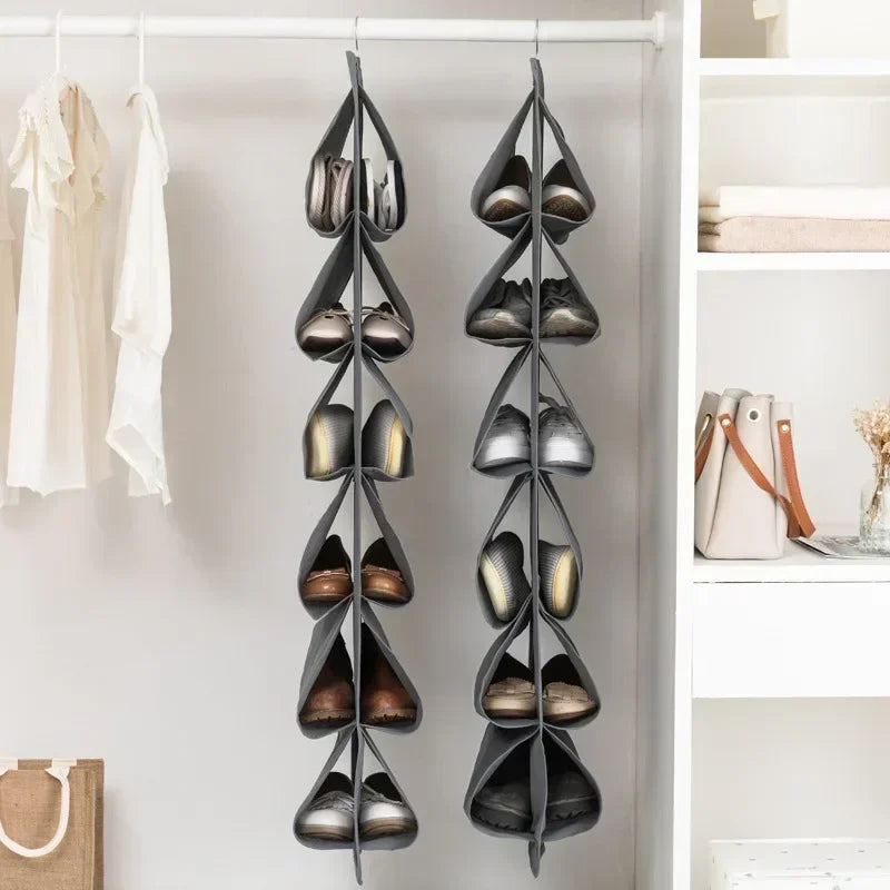 Shoe Storage Hanging Bag 12 Compartments Shoe Storage Hanging Bag Home Wardrobe Non-woven Multi-layer Storage Storage Shoe Bag