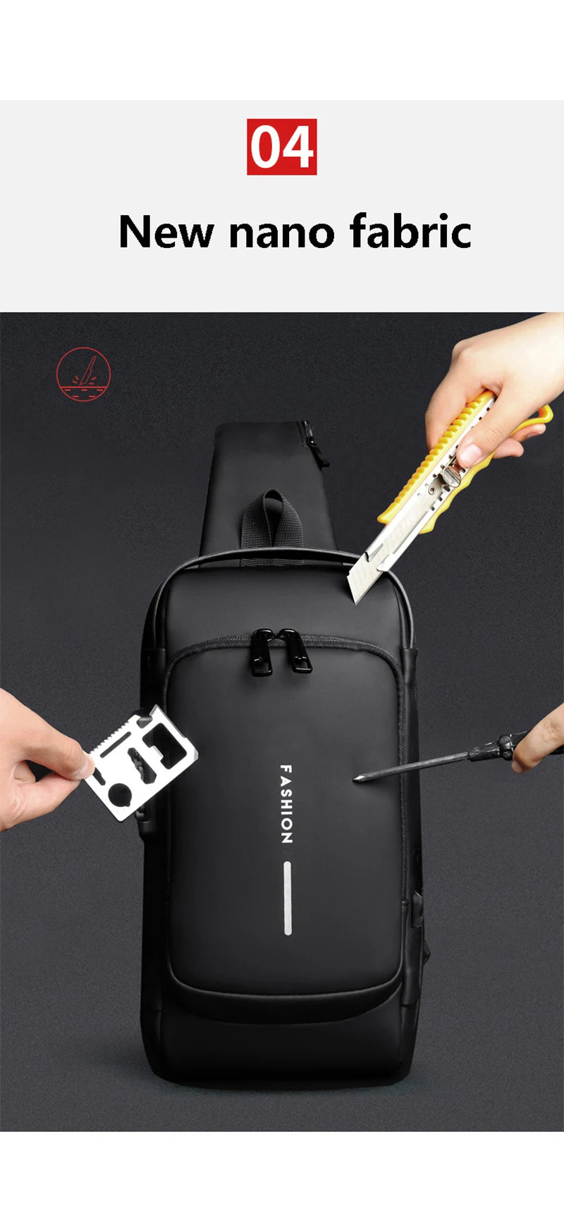 Men Multifunction Anti Theft USB Shoulder Bag Man Crossbody Cross Body Travel Sling Chest Bags Pack Messenger Pack