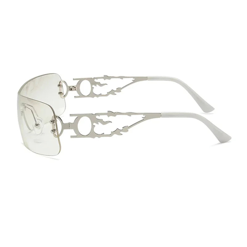 New Fashion Rimless Y2K Sunglasses Women Men 2026 High Quality Trending Product Rave Party Festival Oculos De Sol UV400
