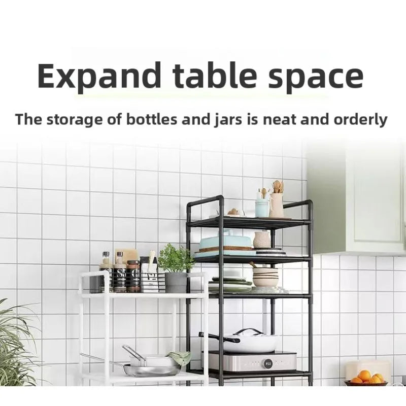 Kitchen storage cart for shelves - multi-level floor-standing household storage unit - bathroom shelf organizer