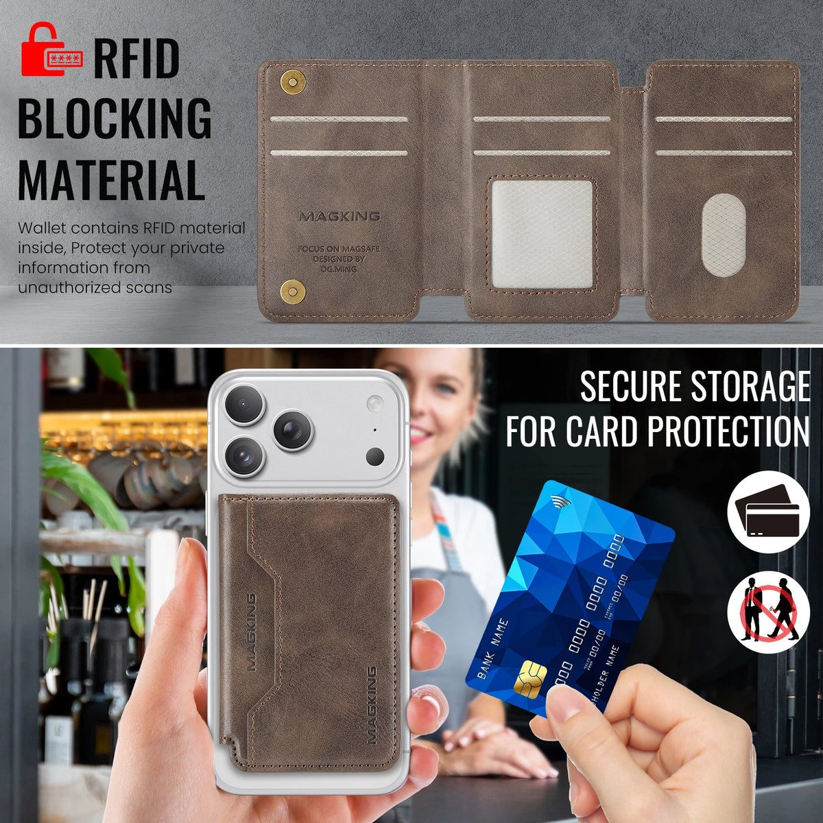 MagSafe Wallet RFID Blocking Magnetic Card Holder