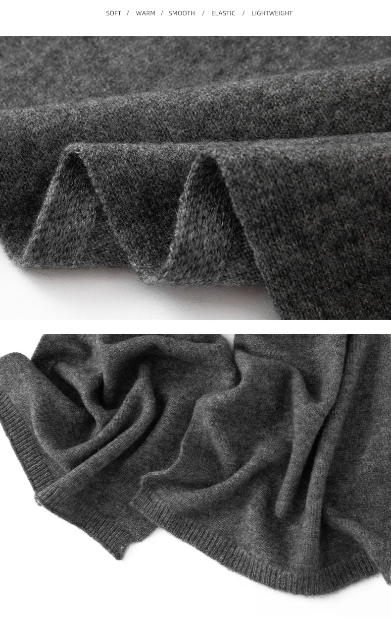 Soft 100% Cashmere Scarf for Autumn and Winter, Women's Knitted Warm Neck Protection Scarf 160*25CM