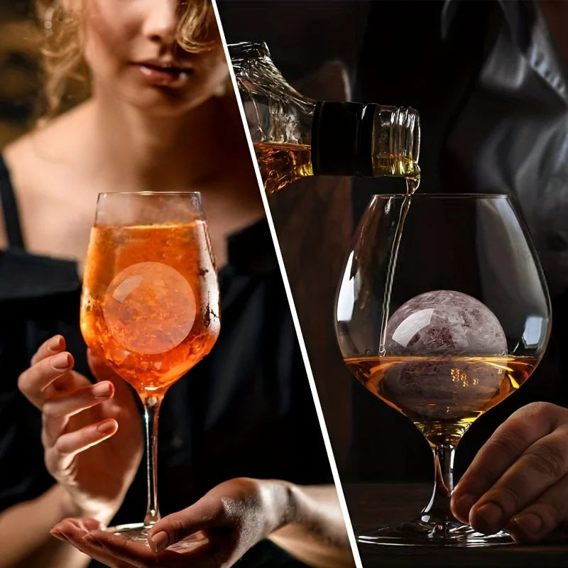 1/4Pack Silicone Ice Ball Maker 2.4Inch Whiskey Large Sphere Ice Mold with 2in1 Funnel Lid Cocktails Ice Cube Tool Kitchen Acces