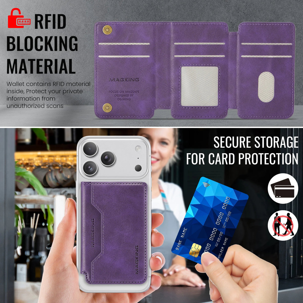 MagSafe Wallet RFID Blocking Magnetic Card Holder