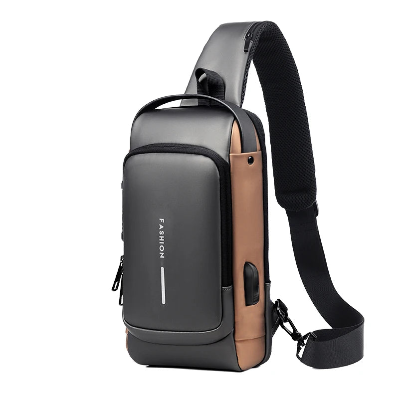 Men Multifunction Anti Theft USB Shoulder Bag Man Crossbody Cross Body Travel Sling Chest Bags Pack Messenger Pack