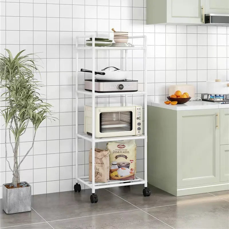 Kitchen storage cart for shelves - multi-level floor-standing household storage unit - bathroom shelf organizer