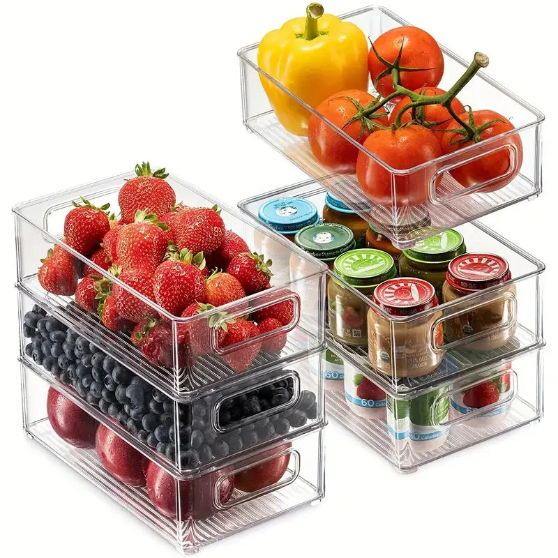 3Pc Transparent Refrigerator Storage Box Fresh Food Container Portable Egg Fruit Vegetable Organizer Kitchen Food Drinks Storage