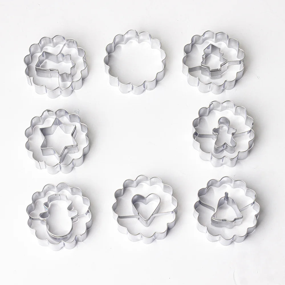 9PCS Jam Cookie Cutter Set Food Grade Moon Star Heart Flower Easy Clean Molds for Fondant Biscuit Pastry Home Baking