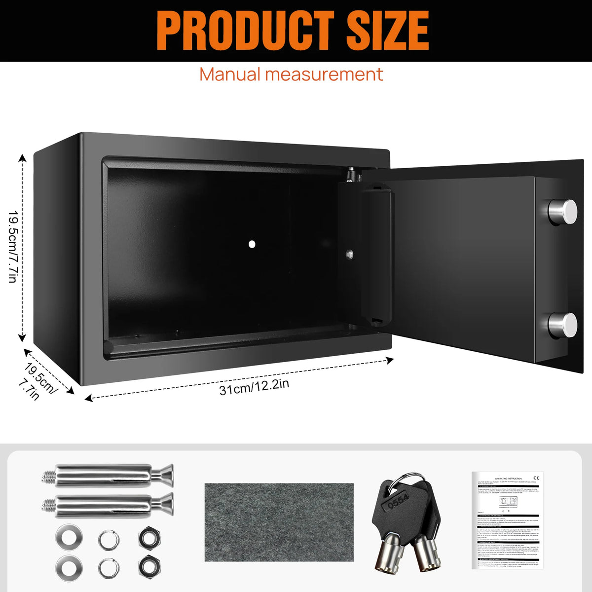 Safe Box Digital Security Steel Case with Electronic Password & Key for Home,Office (4.6/8.5/16L,Black/Grey/White)