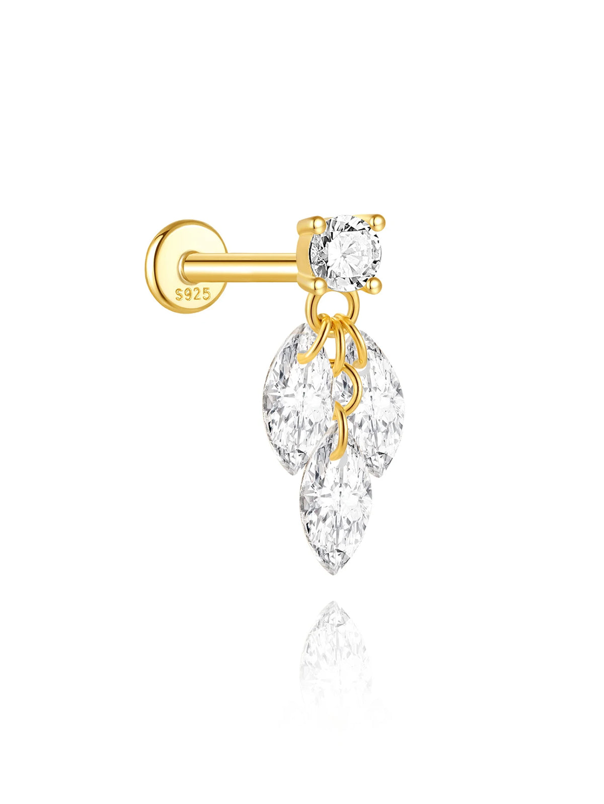 CANNER Pendientes Plata 925 Piercing Stud Earrings For Women Cubic Zirconia 925 Sterling Silver Cartilage Earring Jewerly 1pc