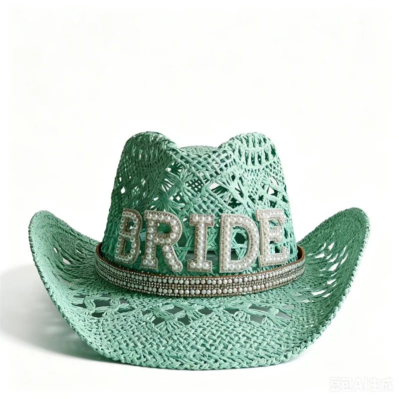 Bridal Malan Flower Style Cowboy Hat All Kinds of Hats for All Seasons Summer Beach Hat Elegant Cowboy Hat Pearl Accessories