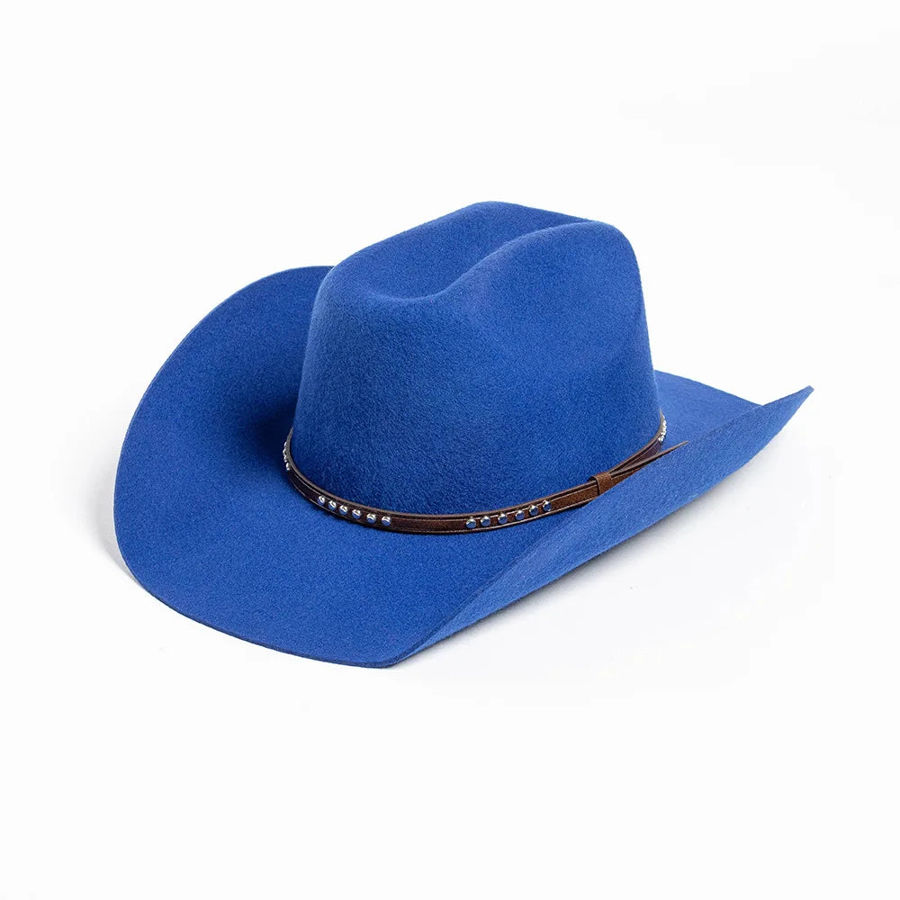 USPOP Autumn Winter Western Cowboy Hat Unisex Casual Studded Wool Felt Hat with Belt  Large Size Fedora Available in Sizes S-XL