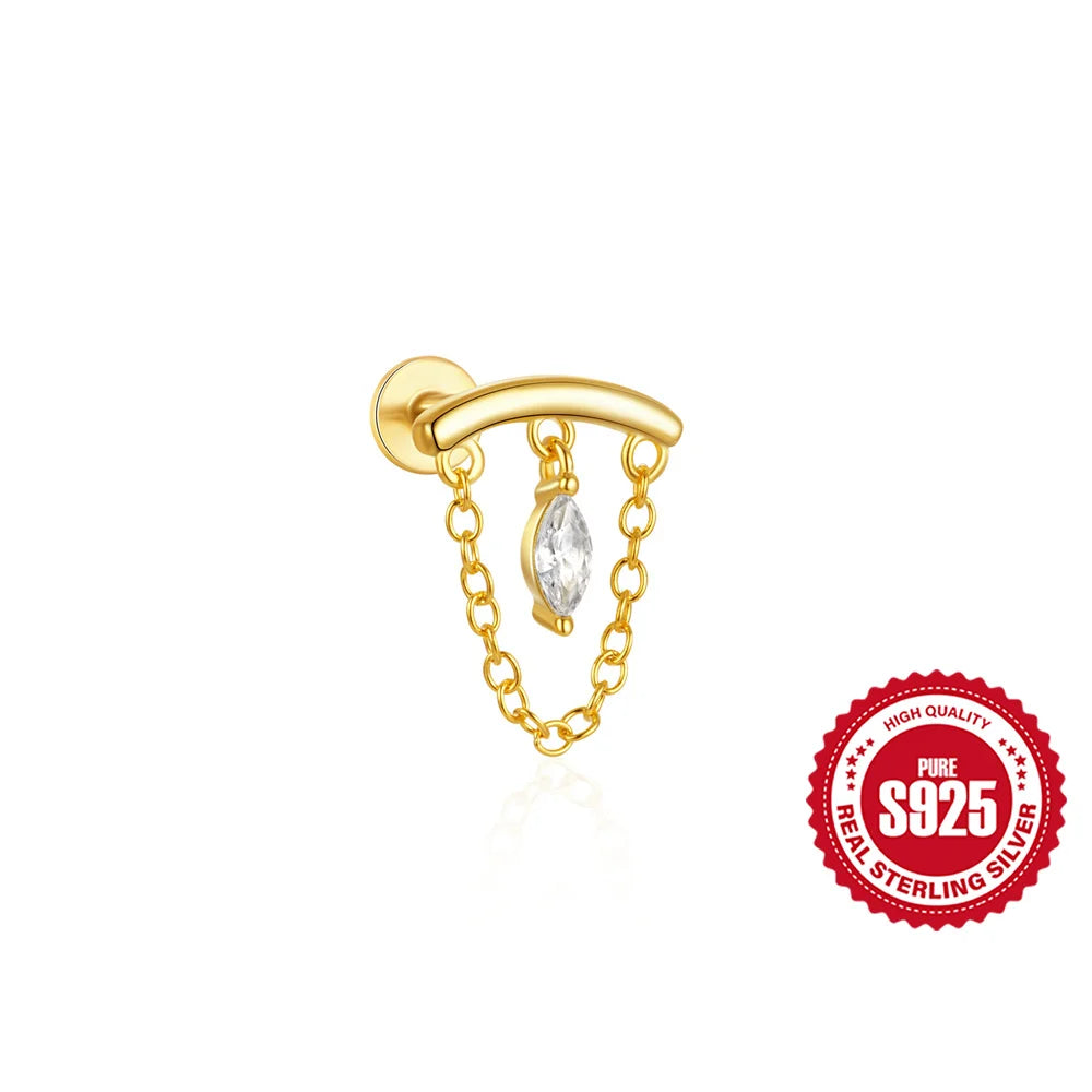 CANNER Pendientes Plata 925 Piercing Stud Earrings For Women Cubic Zirconia 925 Sterling Silver Cartilage Earring Jewerly 1pc