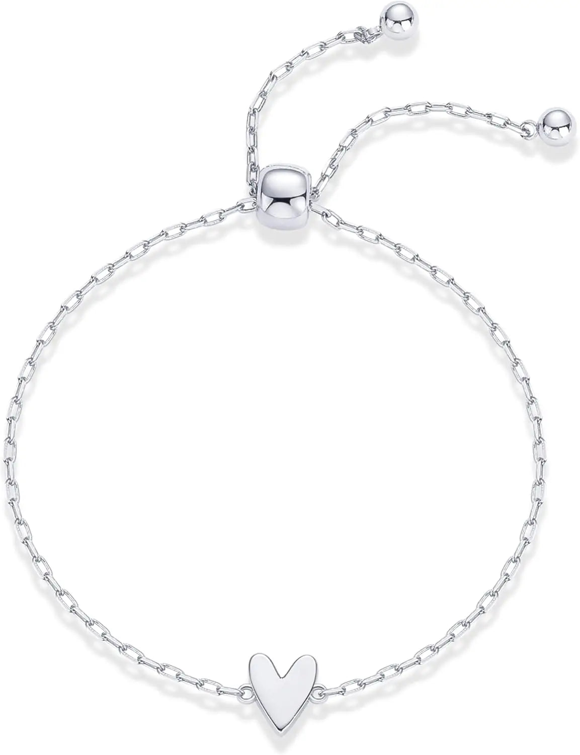 14K Gold Plated Stainless Steel Matching Heart Charms Solitaire Bracelet Set for Women Best Friend Adjustable Love Friendship