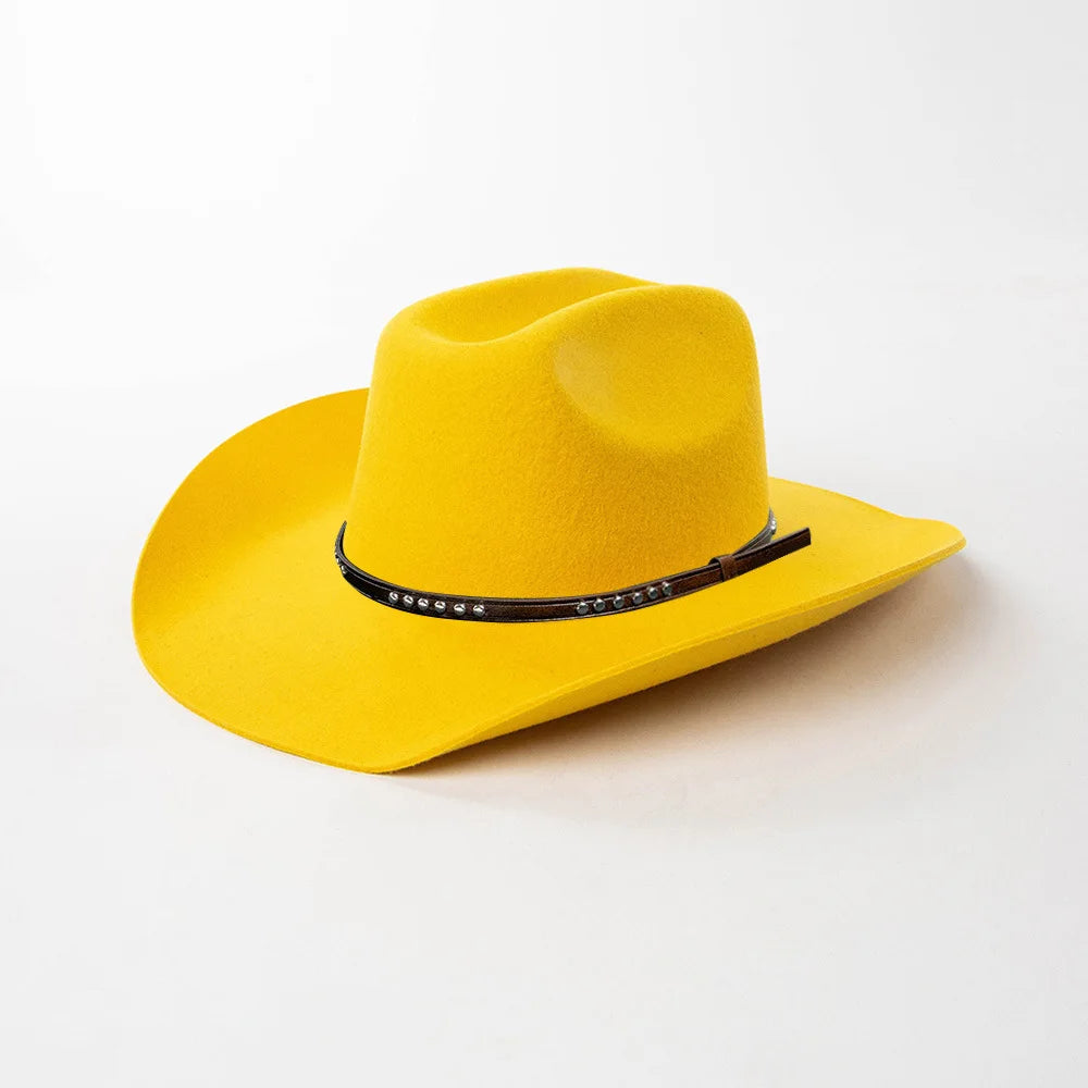 USPOP Autumn Winter Western Cowboy Hat Unisex Casual Studded Wool Felt Hat with Belt  Large Size Fedora Available in Sizes S-XL