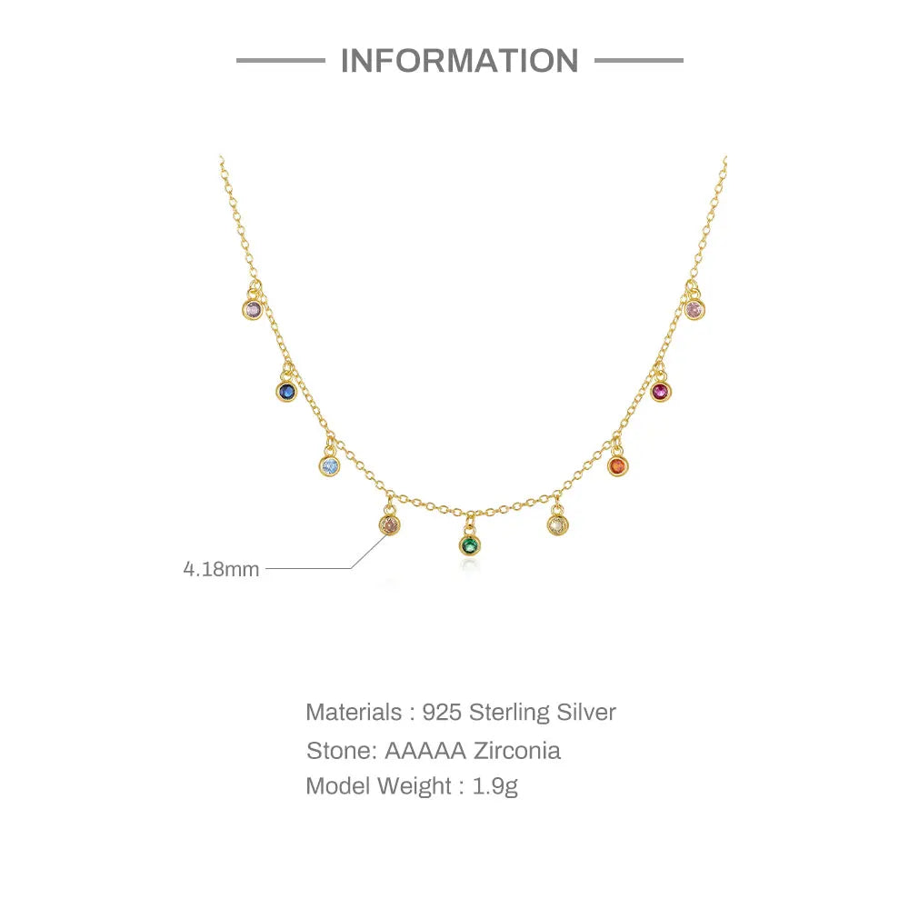 CANNER New 925 Sterling Silver Mini Zircon Pendant Necklaces Chain For Women Necklace Chains Fine Jewelry Gift Collares подвеска