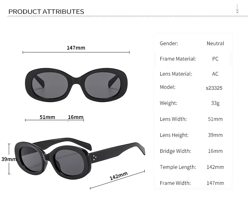 Versatile Fashion Sunglasses New Oval Frame Sun Glasses Retro Small Frame Eyeglasses Y2K Street Photo Glasses Female