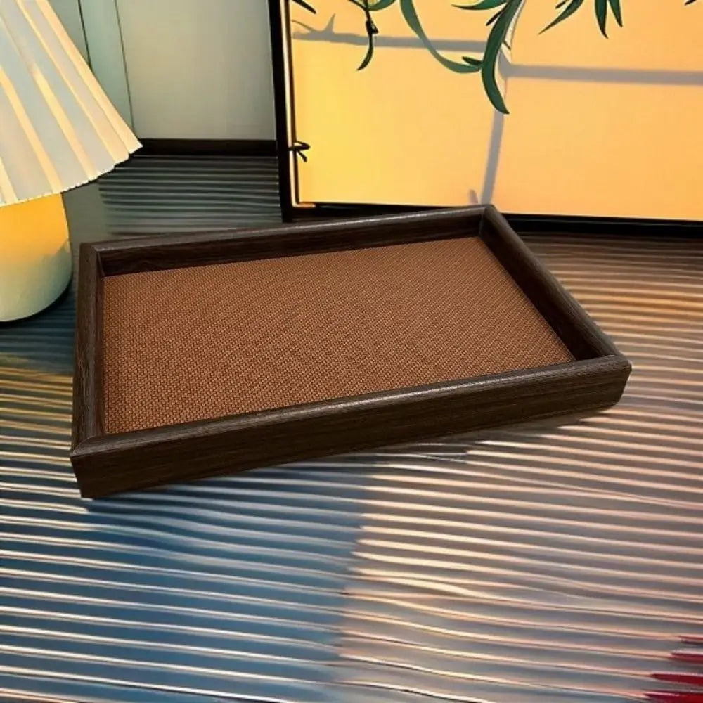 Light Luxury Wooden Rectangular Storage Tray Large Capacity Decorative Jewelry Display Trays Space Saving Cosmetic Holder Vanity