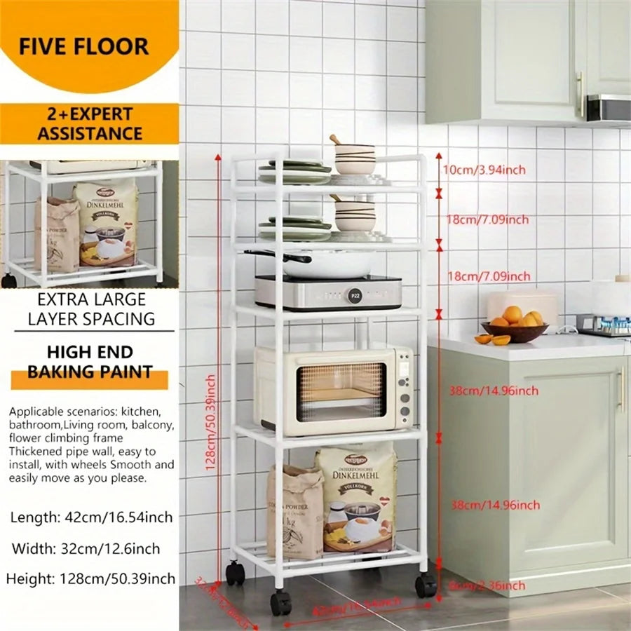 Multi-Layer Kitchen Rack Floor To Floor Storage Rack Household Microwave Stove Shelves Multi Scene Tool Pot Rack Kitchen Storage
