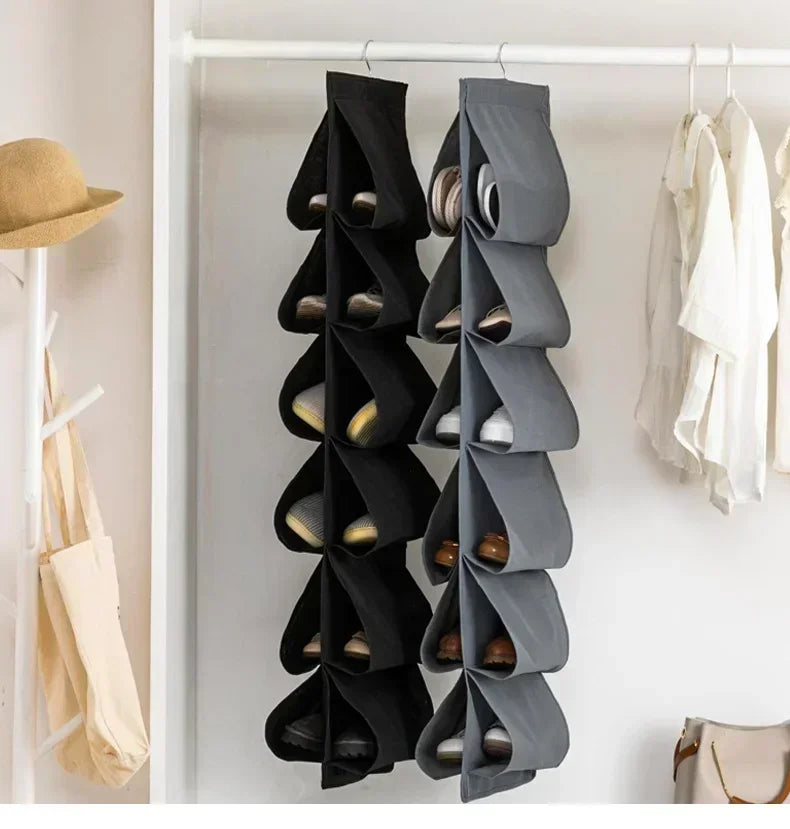 Shoe Storage Hanging Bag 12 Compartments Shoe Storage Hanging Bag Home Wardrobe Non-woven Multi-layer Storage Storage Shoe Bag
