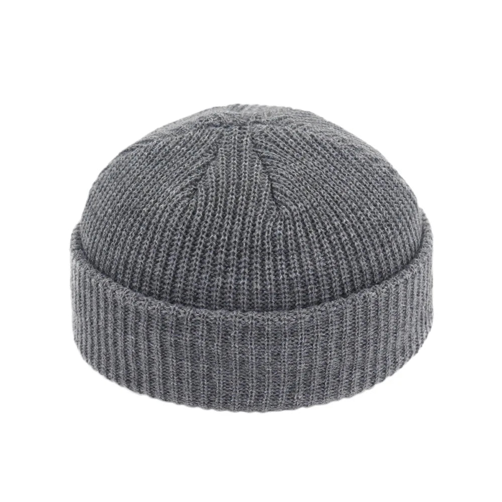 Beanie Knit Hats Fashion Men Boy Skullcap Sailor Caps Cuffs Retro Navy Short Hat Solid Color Unisex Winter Warm Cap Roll-up Edge