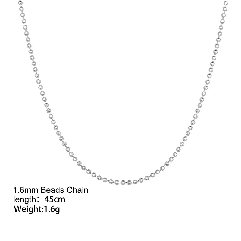 WOSTU Classic Basic Chains Solid 925 Sterling Silver O-Shaped Necklace Twisted Snake Bar Singapore Box Chain Square Links 45CM