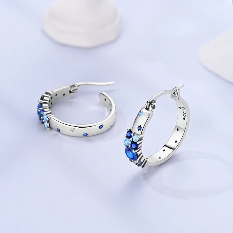 Original 925 Sterling Silver Women Hoop Earrings High Quality Shine Zircon U Shaped Classic Style Earring For Women Jewelry Gift