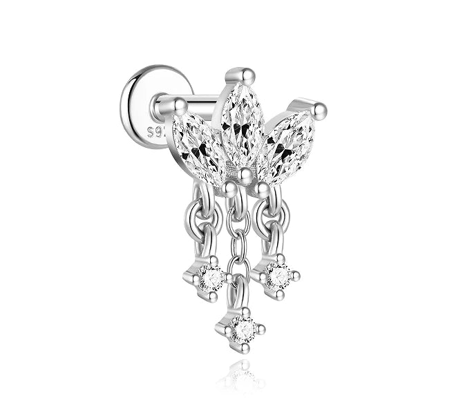 CANNER Pendientes Plata 925 Piercing Stud Earrings For Women Cubic Zirconia 925 Sterling Silver Cartilage Earring Jewerly 1pc
