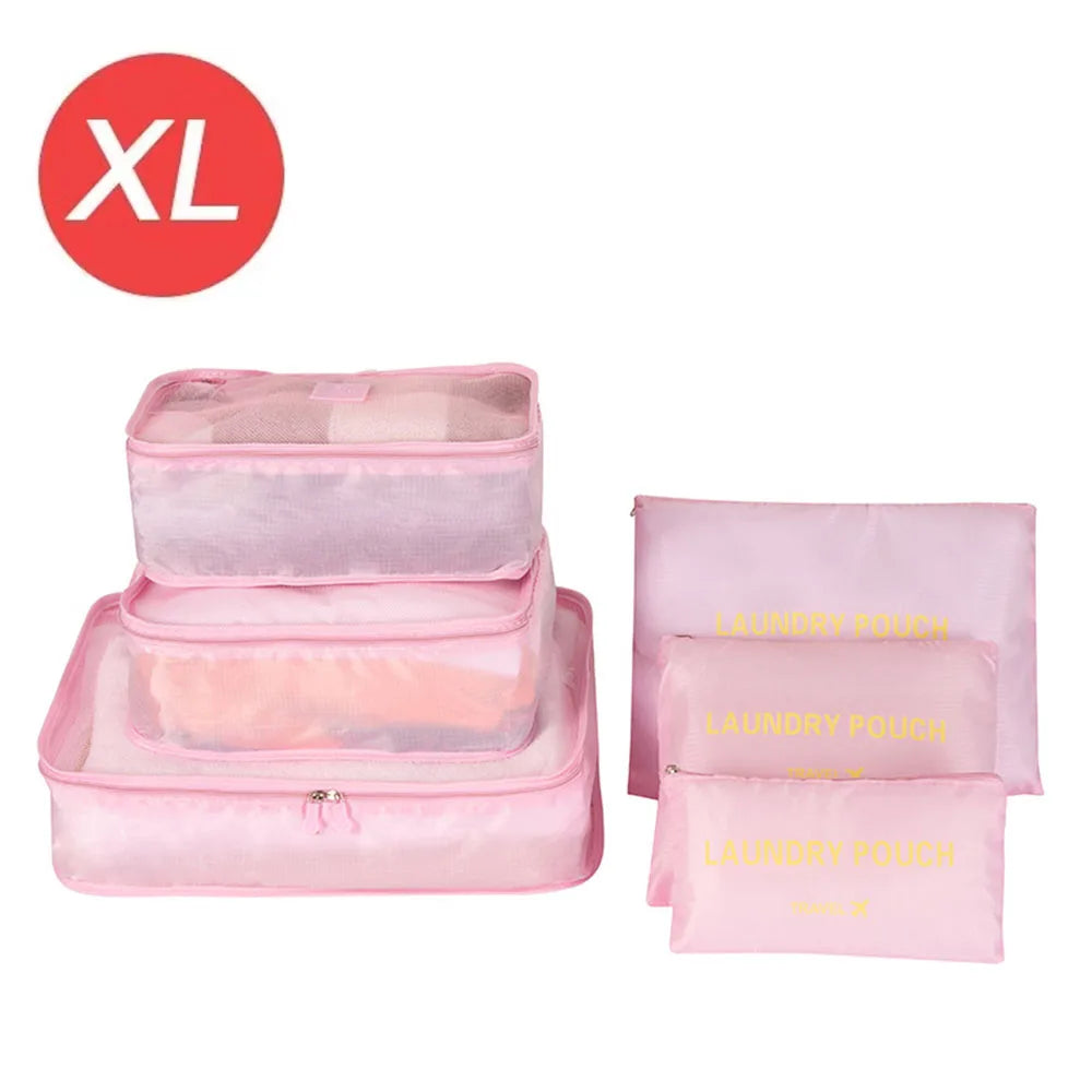 6-piece Large Size Travel Organizer Portable Suitcase Organizer Clothes Shoes Makeup Bag Luggage Organizer Travel Storage Bag