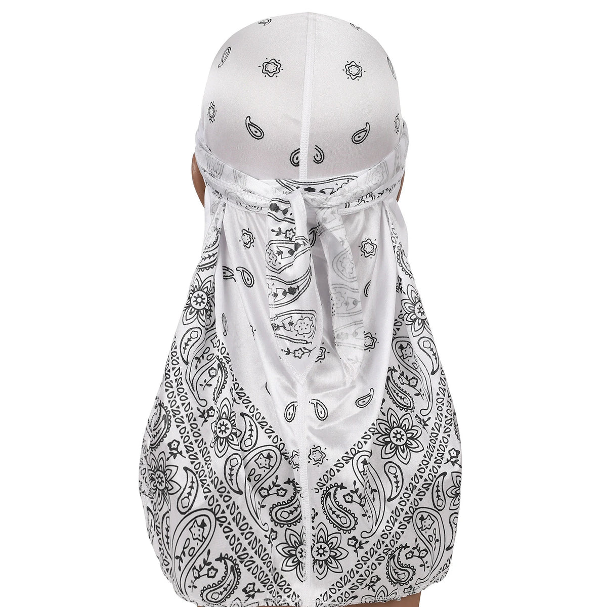 Satin Floral Printed Headband Scarves for Women Hair Accessories Mens Doo Rag Durag Long Tail Cap Bandana Turban Unisex Headwear