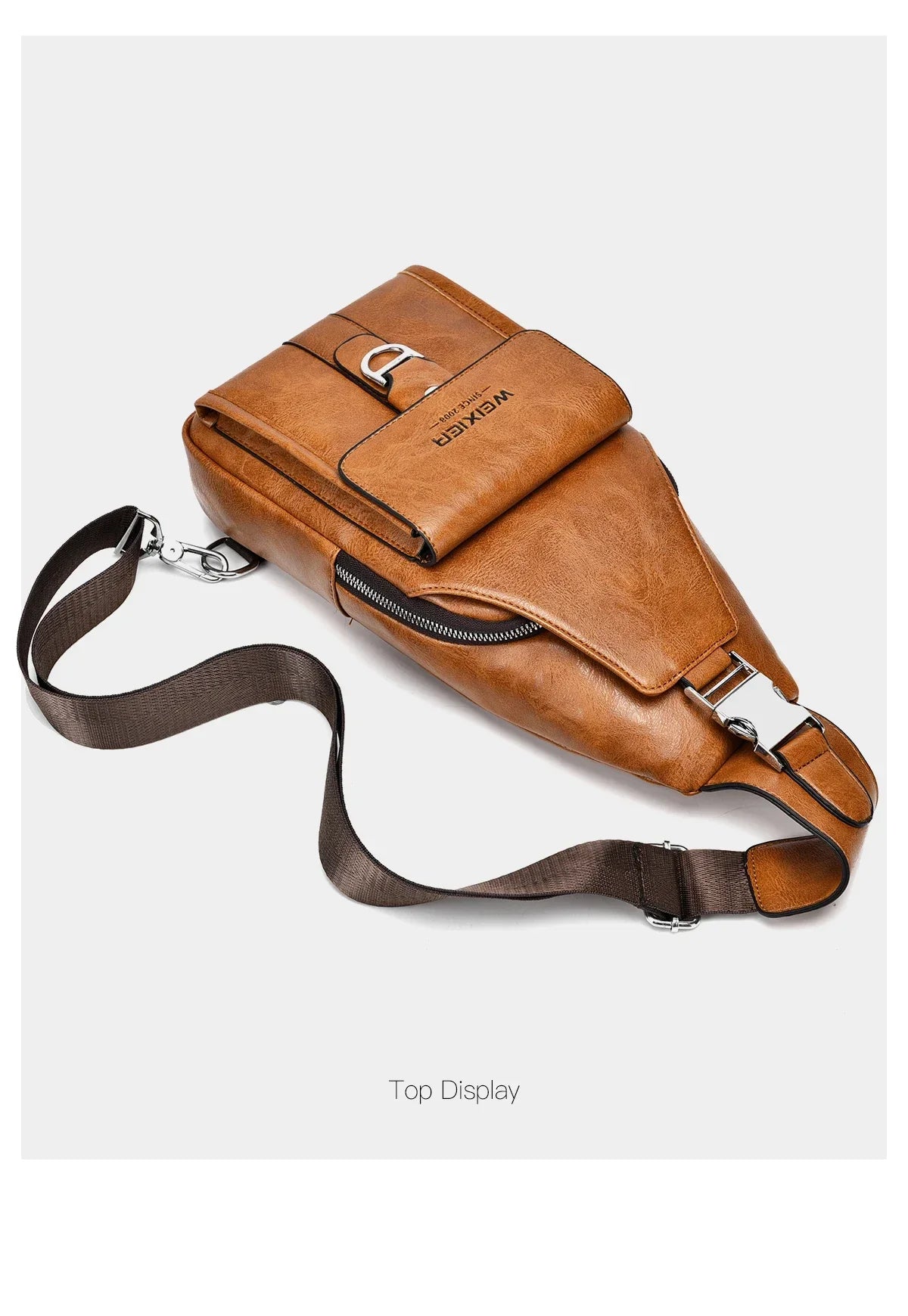 2026 New Men's Bag High Quality PU Leather Men's Chest Bag Simple Waterproof Single Shoulder Crossbody Bags Messenger Bag Gift