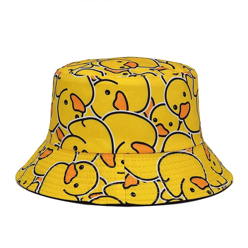 Duck Print Panama Summer Sunscreen Sun Hat Women Men Suitable for Daily Wear Bucket Hats Travel Fashion Decorate Fisherman Hats